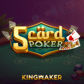 5 Card Poker green felt table cover with five cards